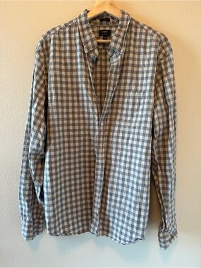 ♻️ J. Crew Blue and White Gingham Button-Down Shirt
